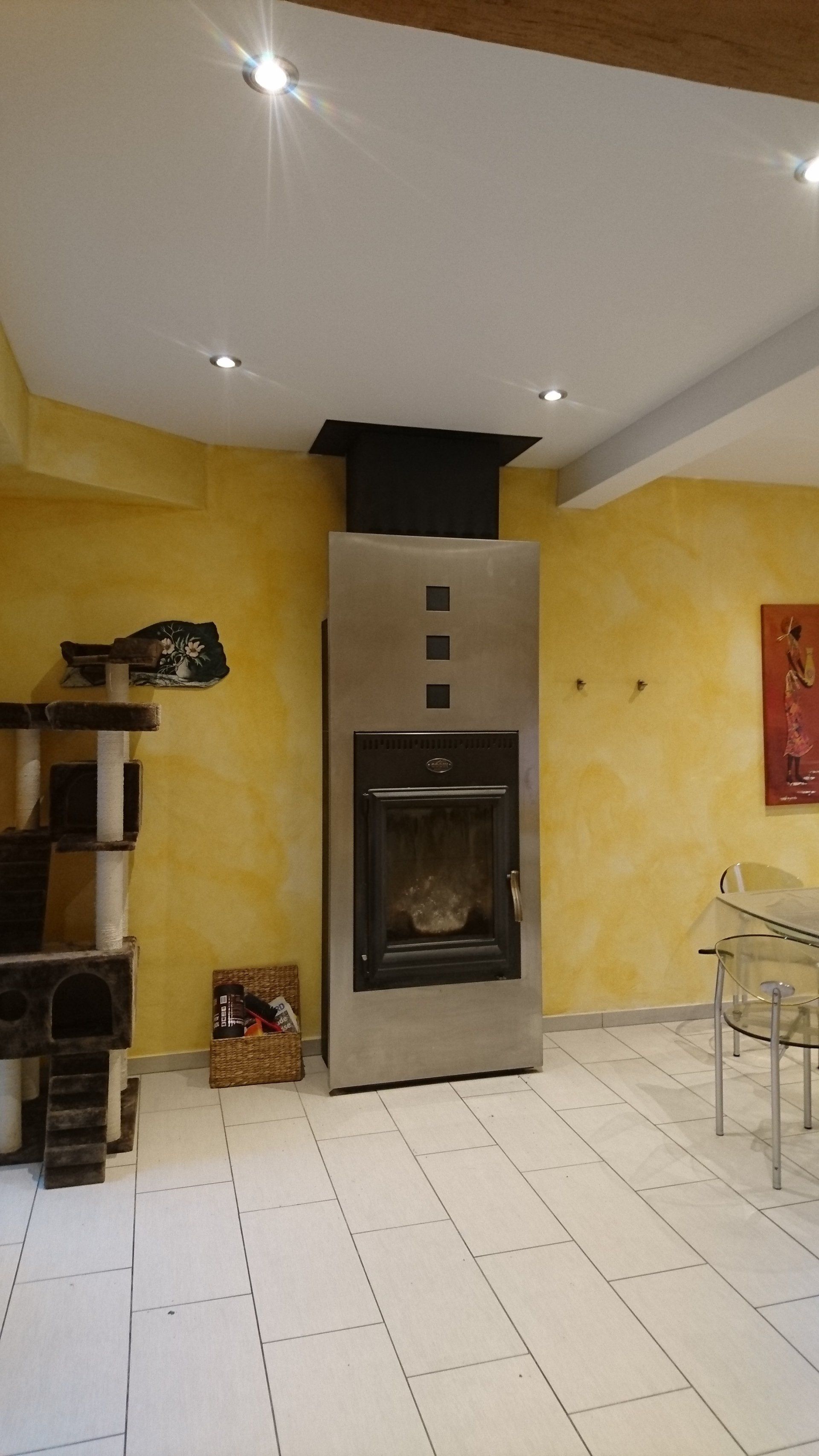 Plafond tendu cheminée