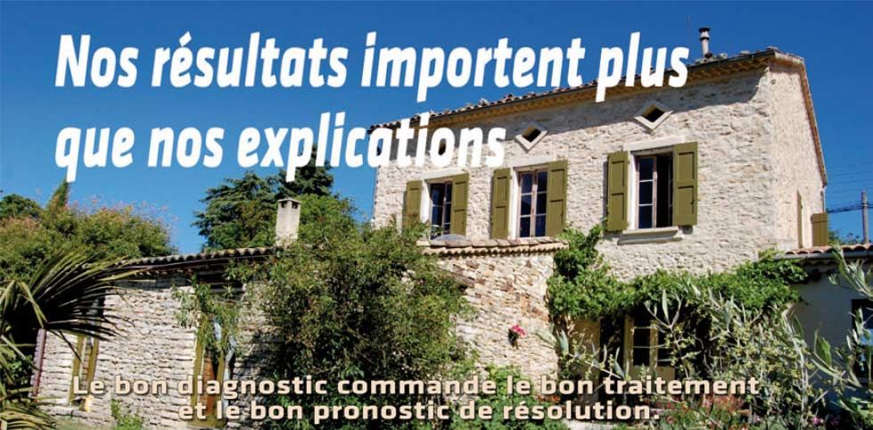 Annonce immobilière française avec une maison en pierre.