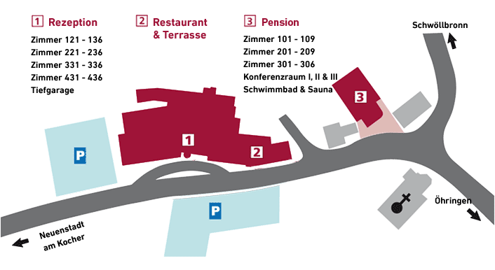 Eine Karte von der Lage des Hotels
