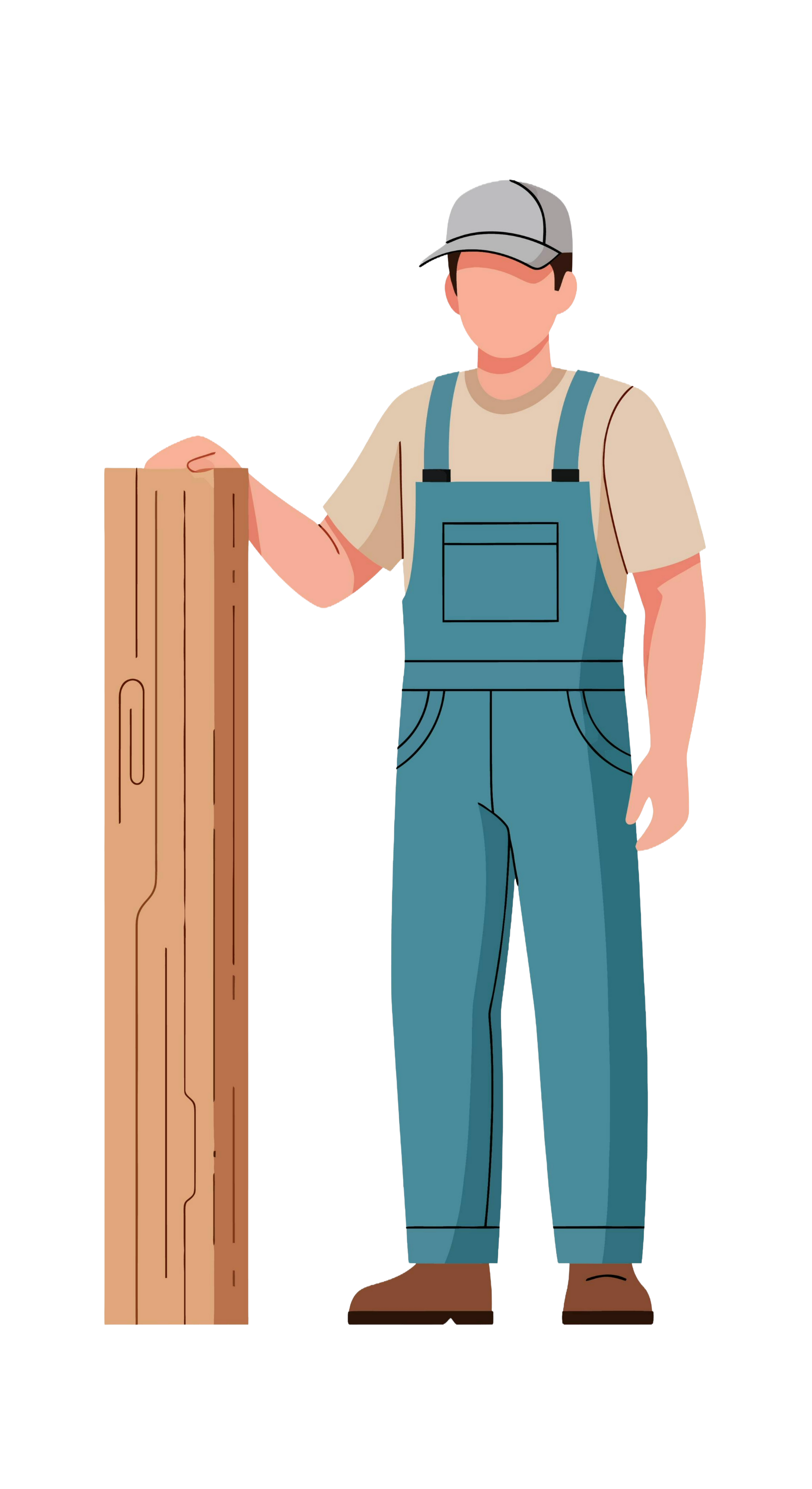 Homme tenant un bloc de bois.