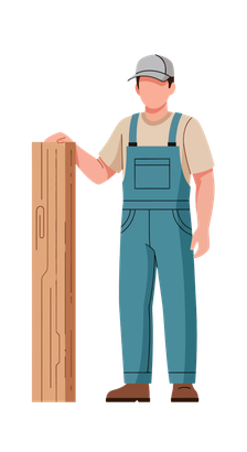 Homme tenant un bloc de bois.