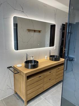 Double vasque avec meuble bois