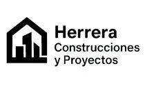 A black and white logo for herrera construcciones y proyectos