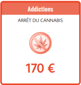 Une carte sur l'arrêt du cannabis, avec un symbole sans cannabis et un prix de 170 euros.