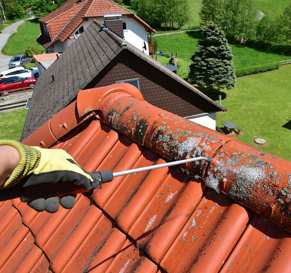 Travaux de démoussage de toiture réalisés par un professionnel 