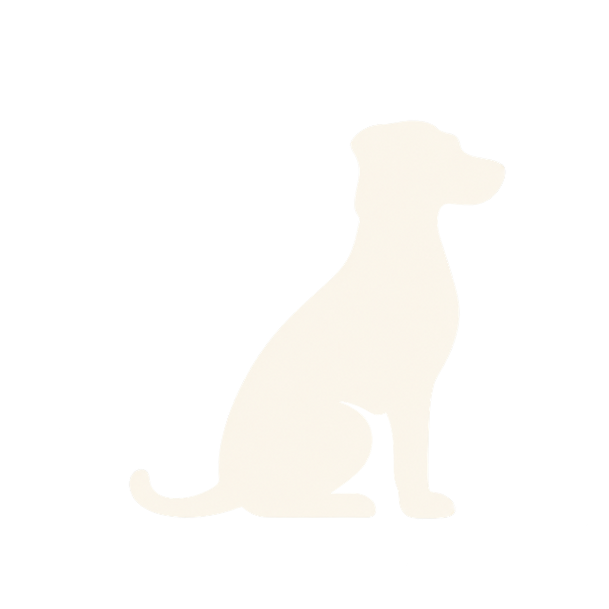 Silhouette crème d’un chien assis sur fond blanc