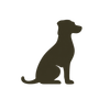 Silhouette d’un chien assis sur fond blanc