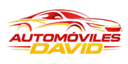 Logotipo de Autom&oacute;viles David con un coche estilizado en rojo y amarillo y texto en negrita