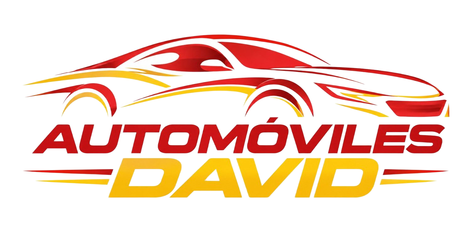 Logotipo de Autom&oacute;viles David con un coche estilizado en rojo y amarillo y texto en negrita