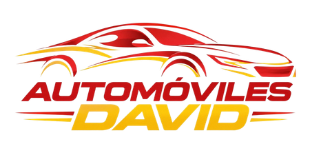 Logotipo de Autom&oacute;viles David con un coche estilizado en rojo y amarillo y texto en negrita