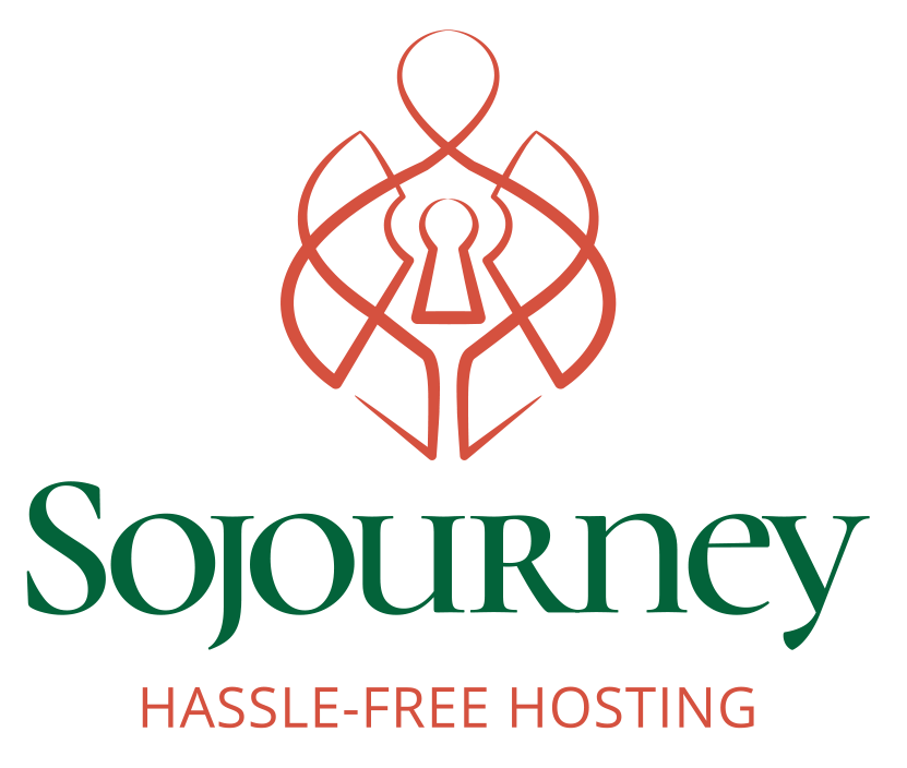 A logo for sojourney has a keyhole in it