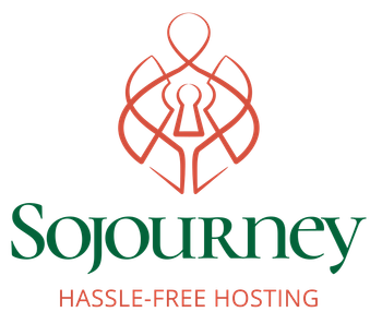 A logo for sojourney has a keyhole in it