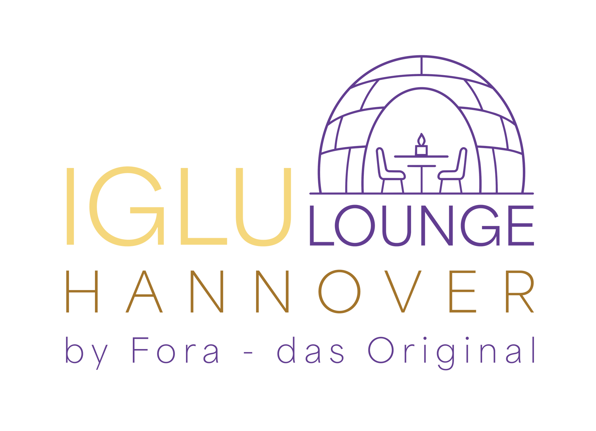 IGLU Lounge Hannover Logo mit goldenem und violettem Iglu-Symbol und Text