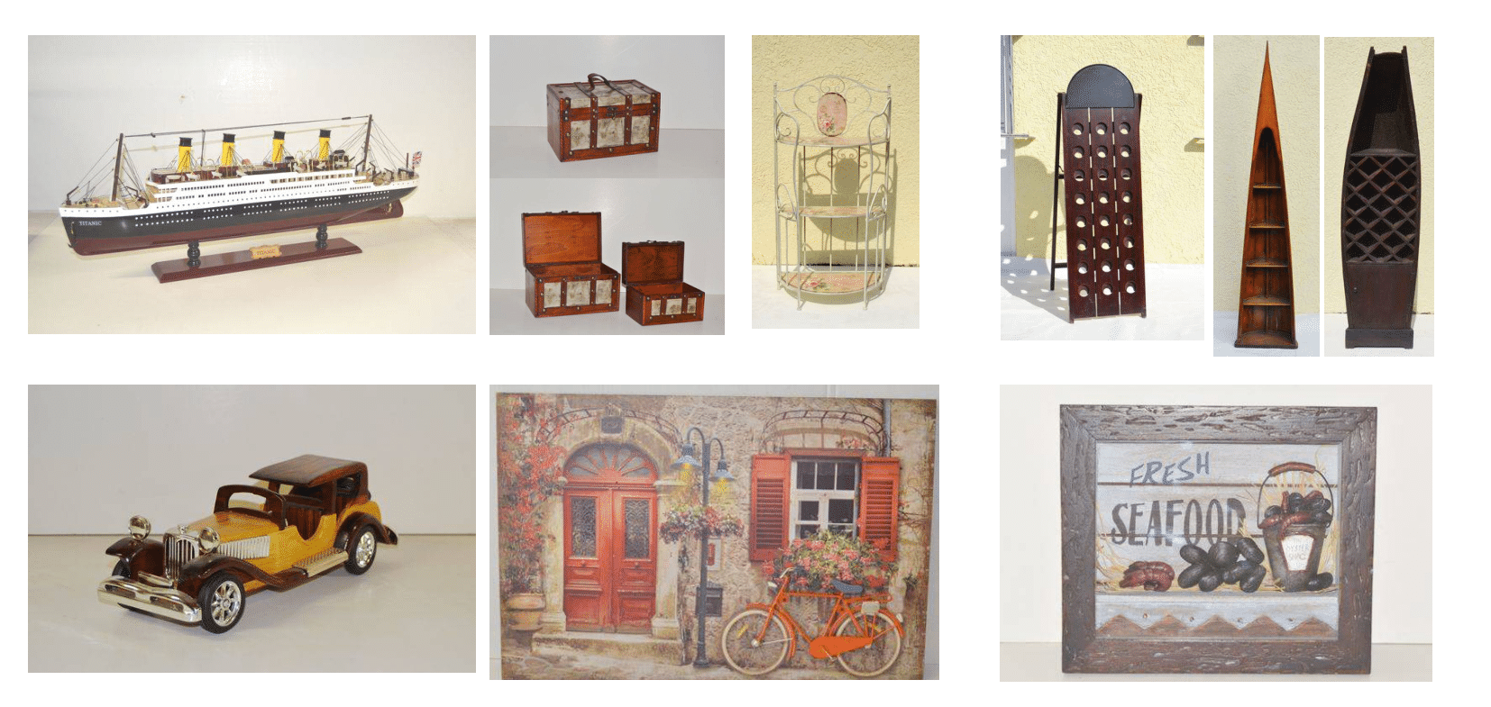 Eine Collage aus Bildern verschiedener Objekte, darunter ein Spielzeugauto