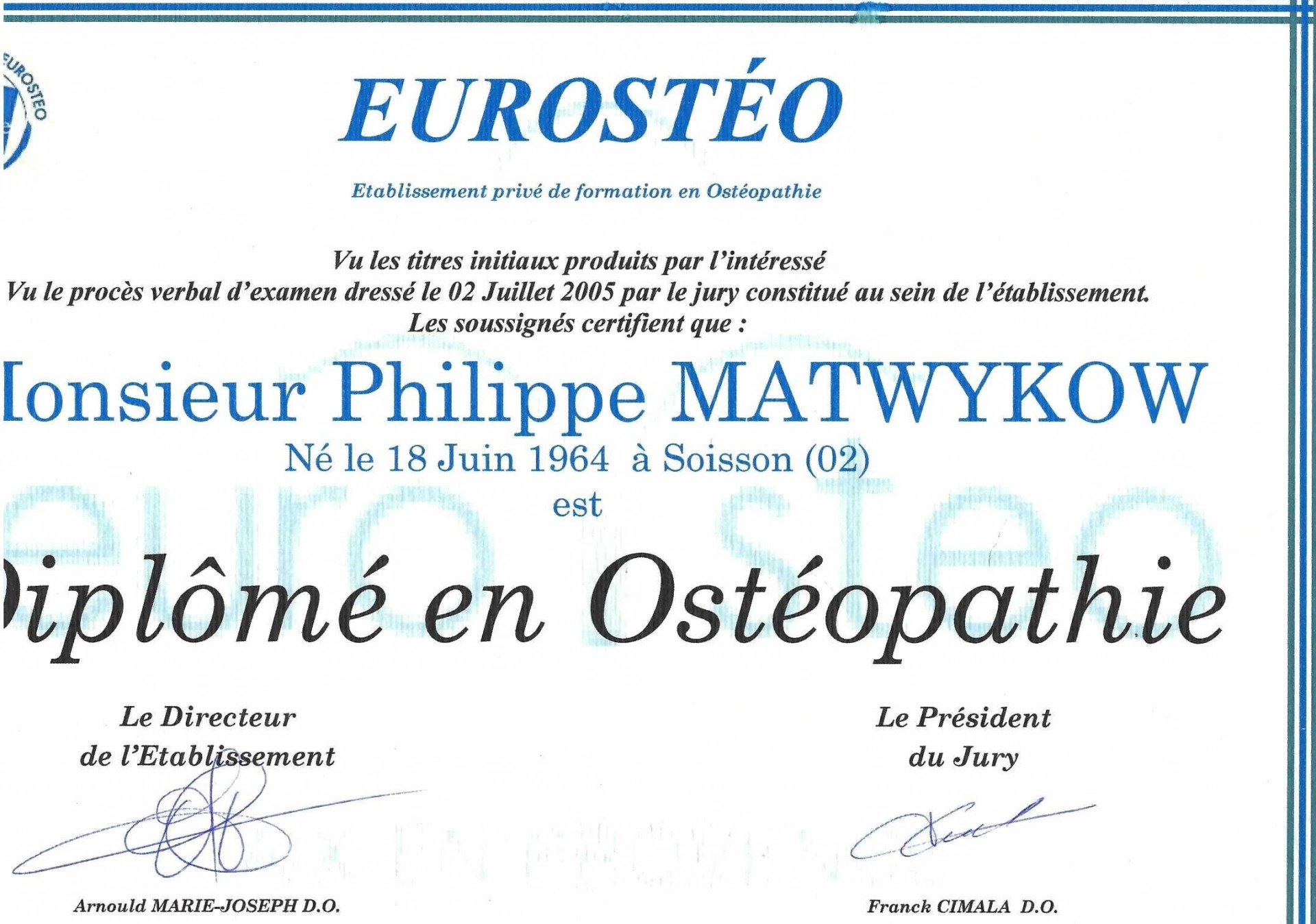 Diplôme d'ostéopathie
