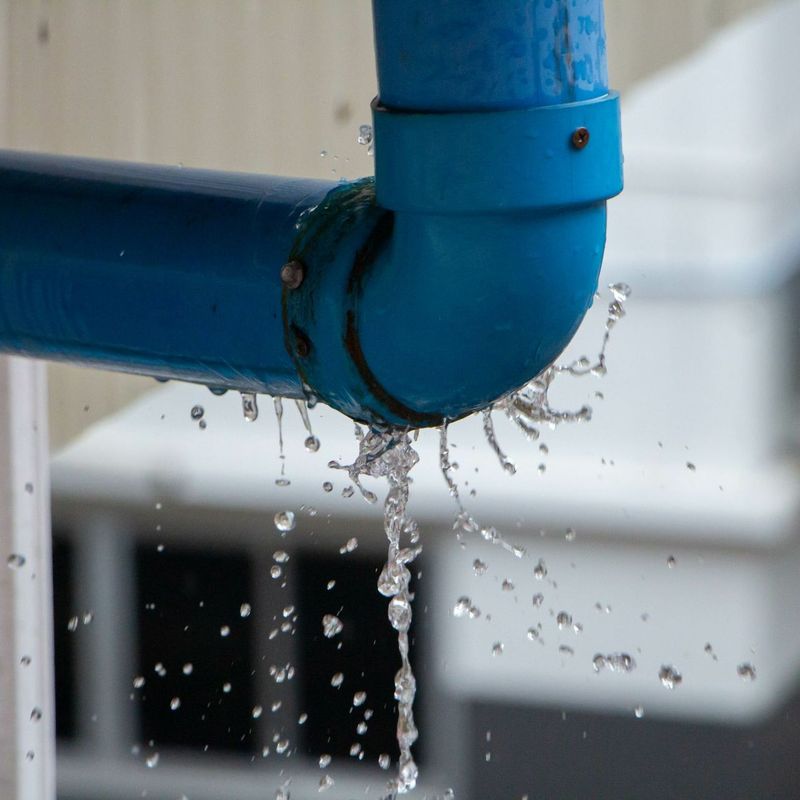 De l'eau s'échappe d'une canalisation.