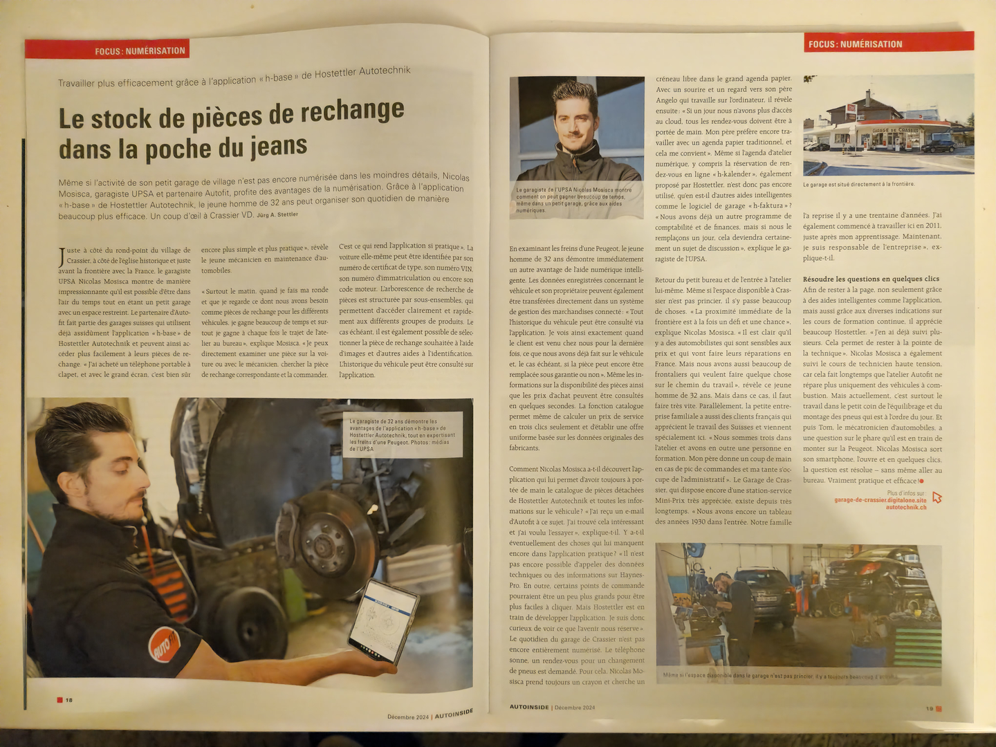 Un journal français présentant le garage de Crassier