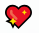 Un corazón de pixel art con una estrella en el medio sobre un fondo blanco.