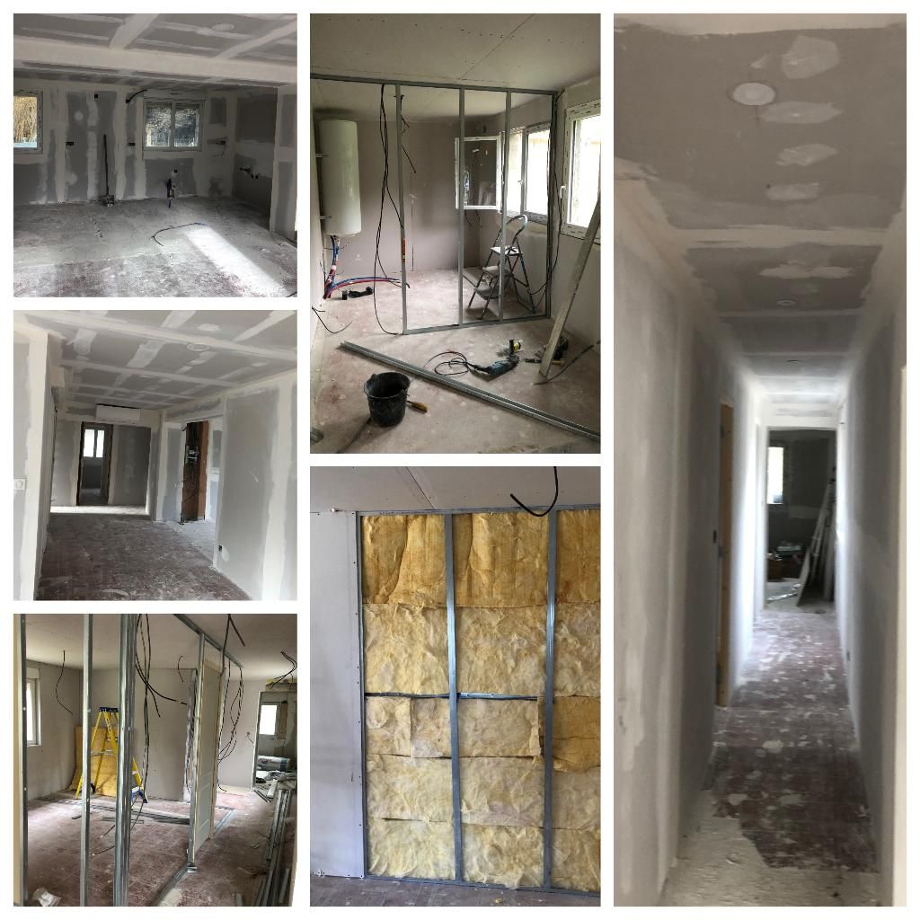 Des cloisons en plâtre avec un isolant thermique dedans.