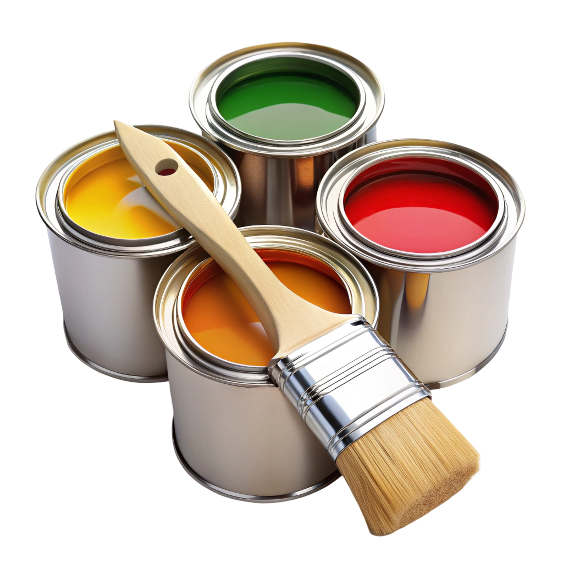 Des pots avec des peintures de différentes couleurs
