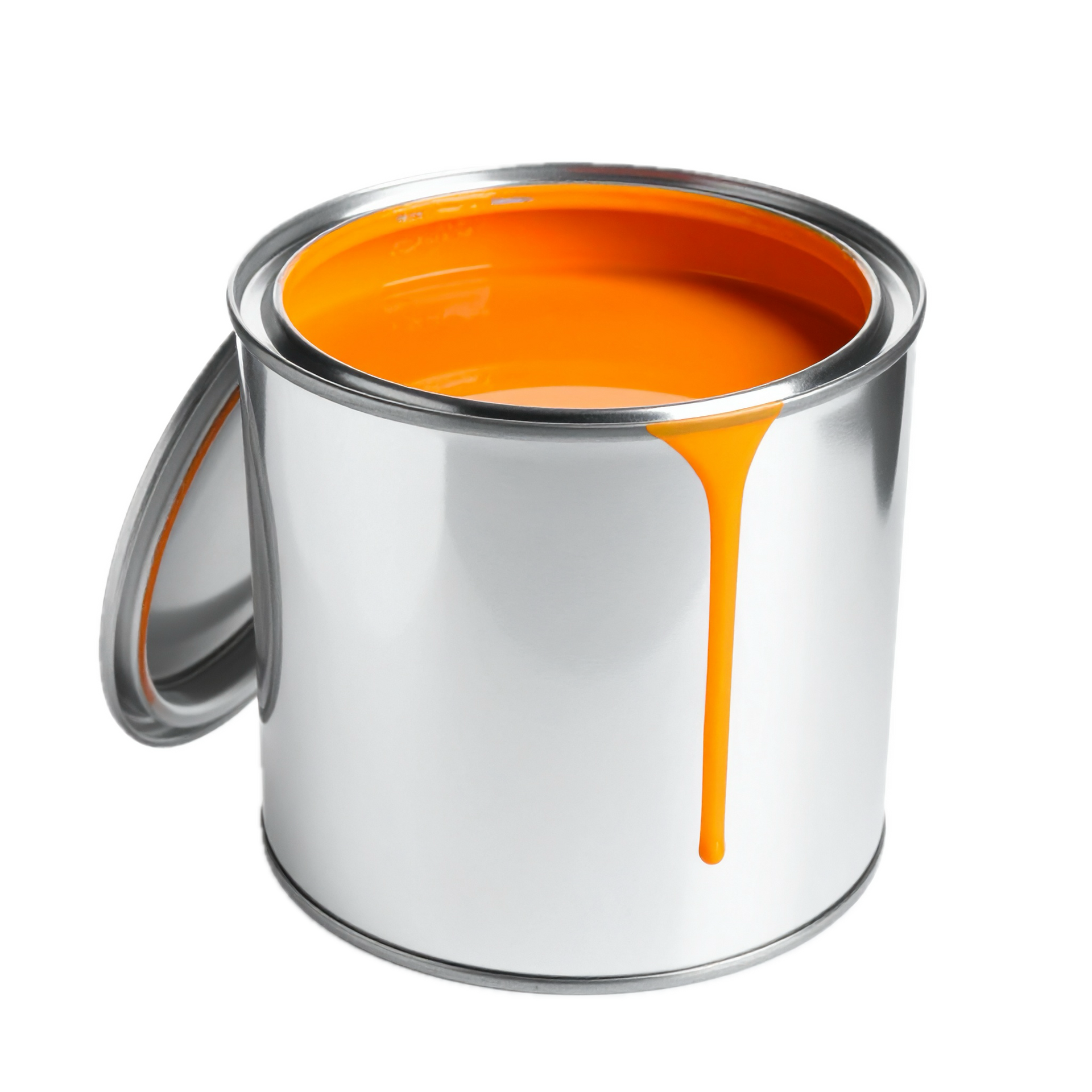 Pot de peinture orange.