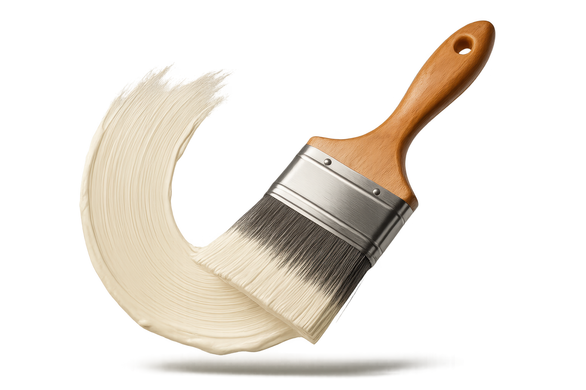 Un pinceau avec de la peinture blanche dessus.