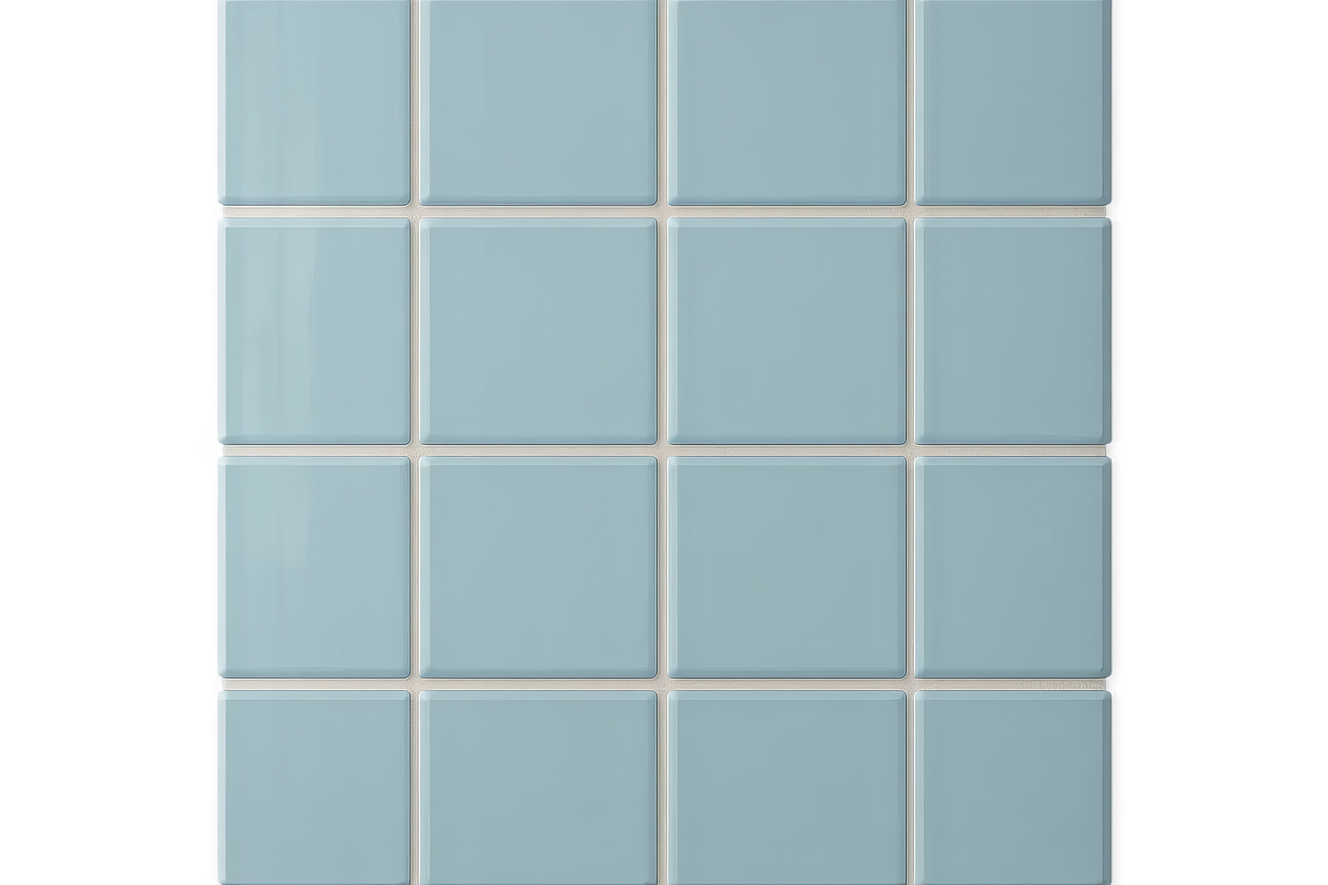 Un carrelage bleu clair.