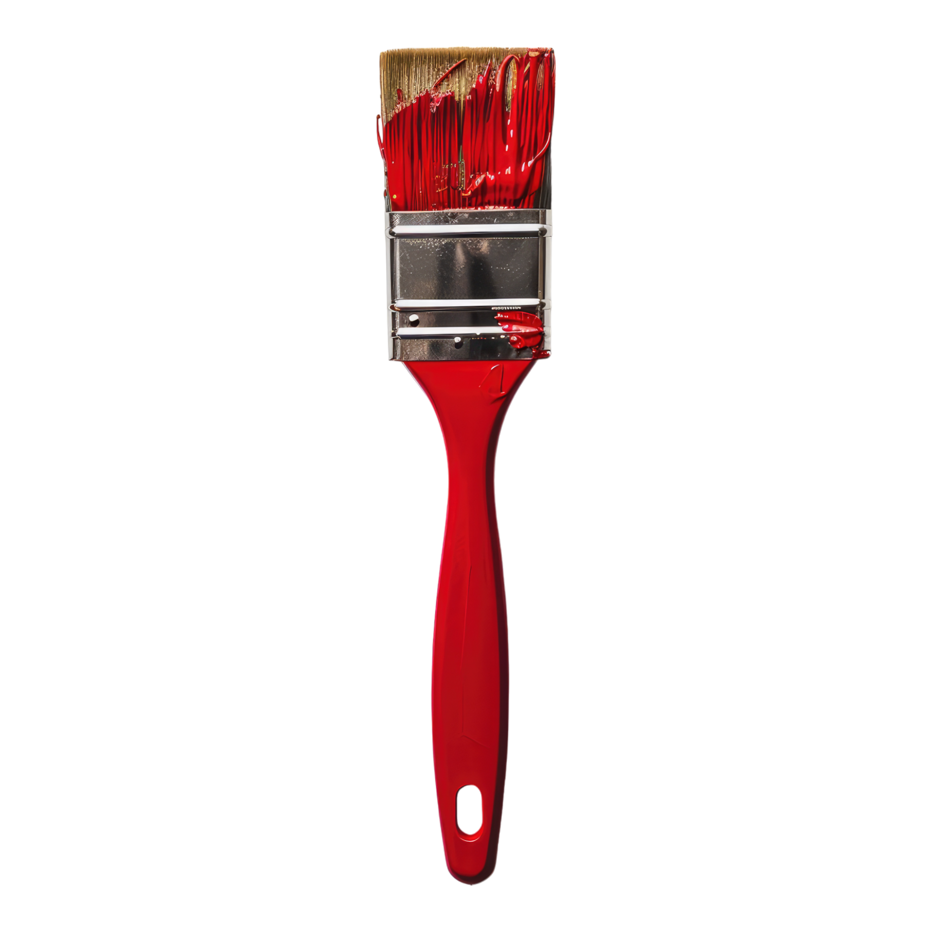 Un pinceau avec de la peinture rouge.