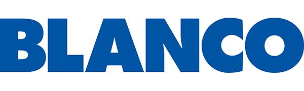 BLANCO en azul, un logo.