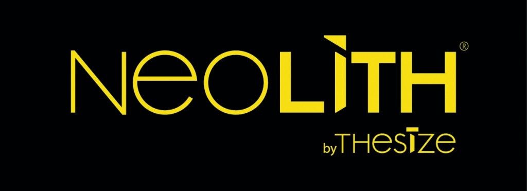 Logotipo de Neolith en dorado sobre negro: