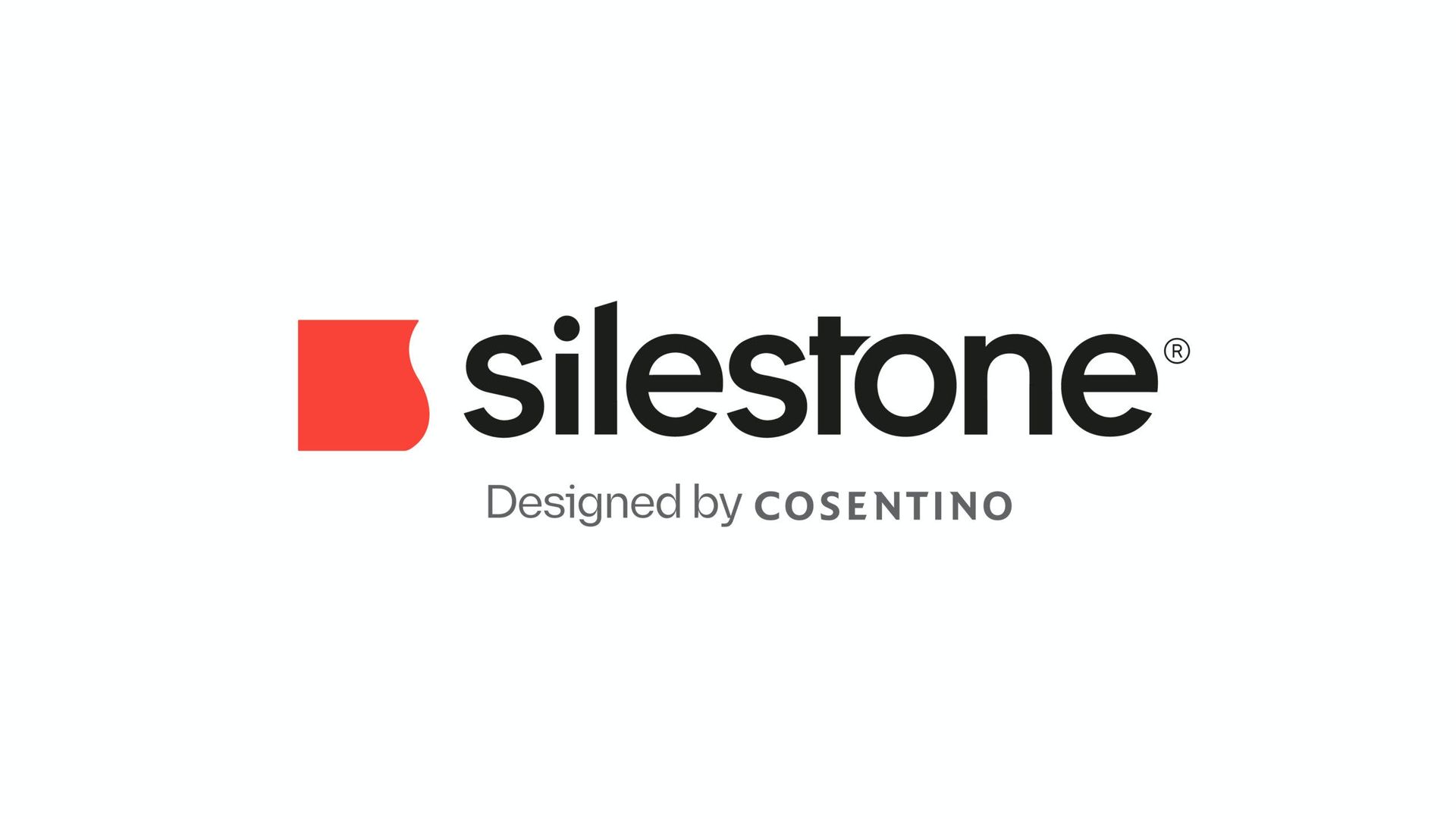 Logotipo de Silestone: Cuadrado rojo con lado curvado junto al texto