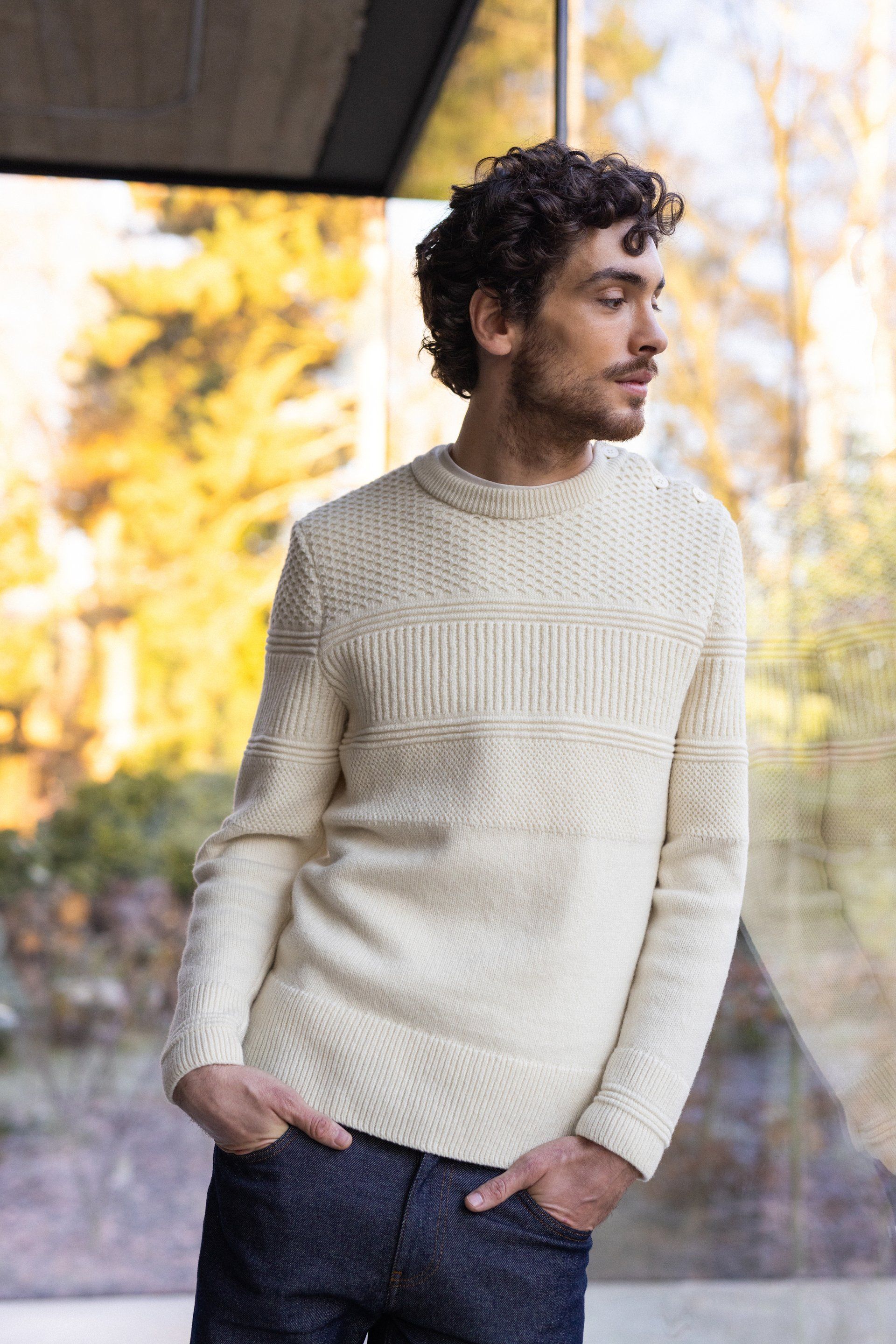 Pull homme beige