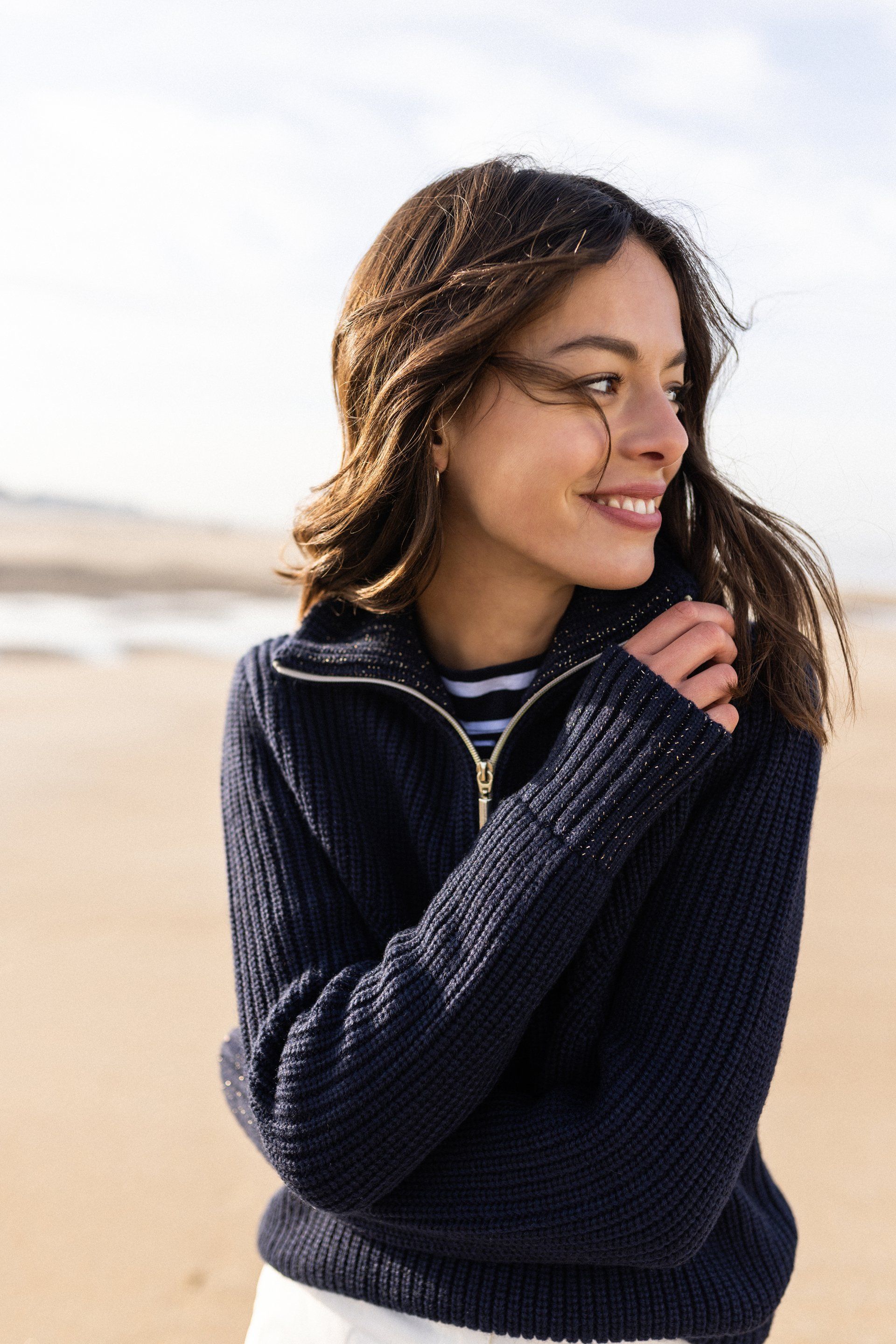 Pull femme bleu marine