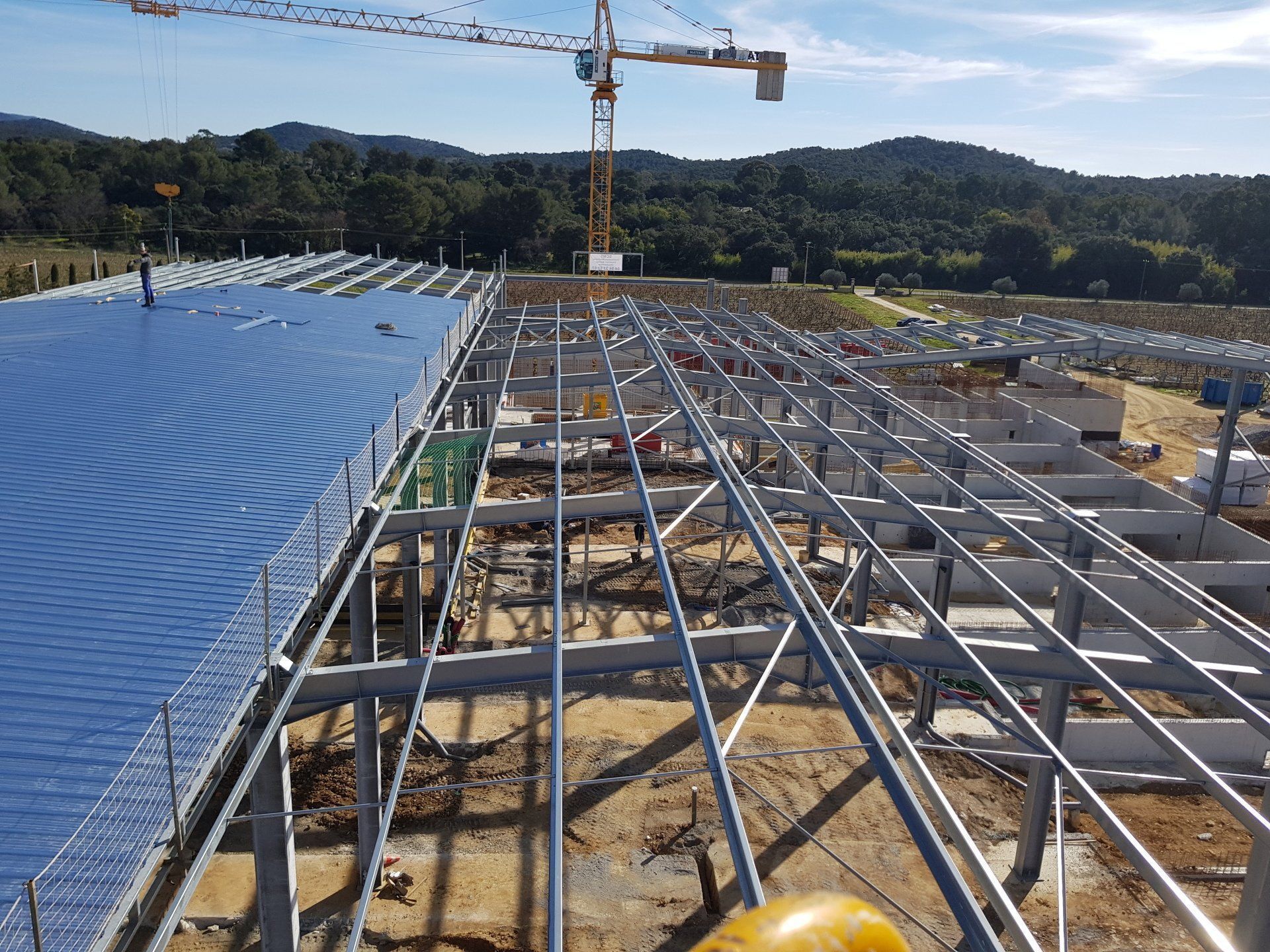 Construction de charpente en cours