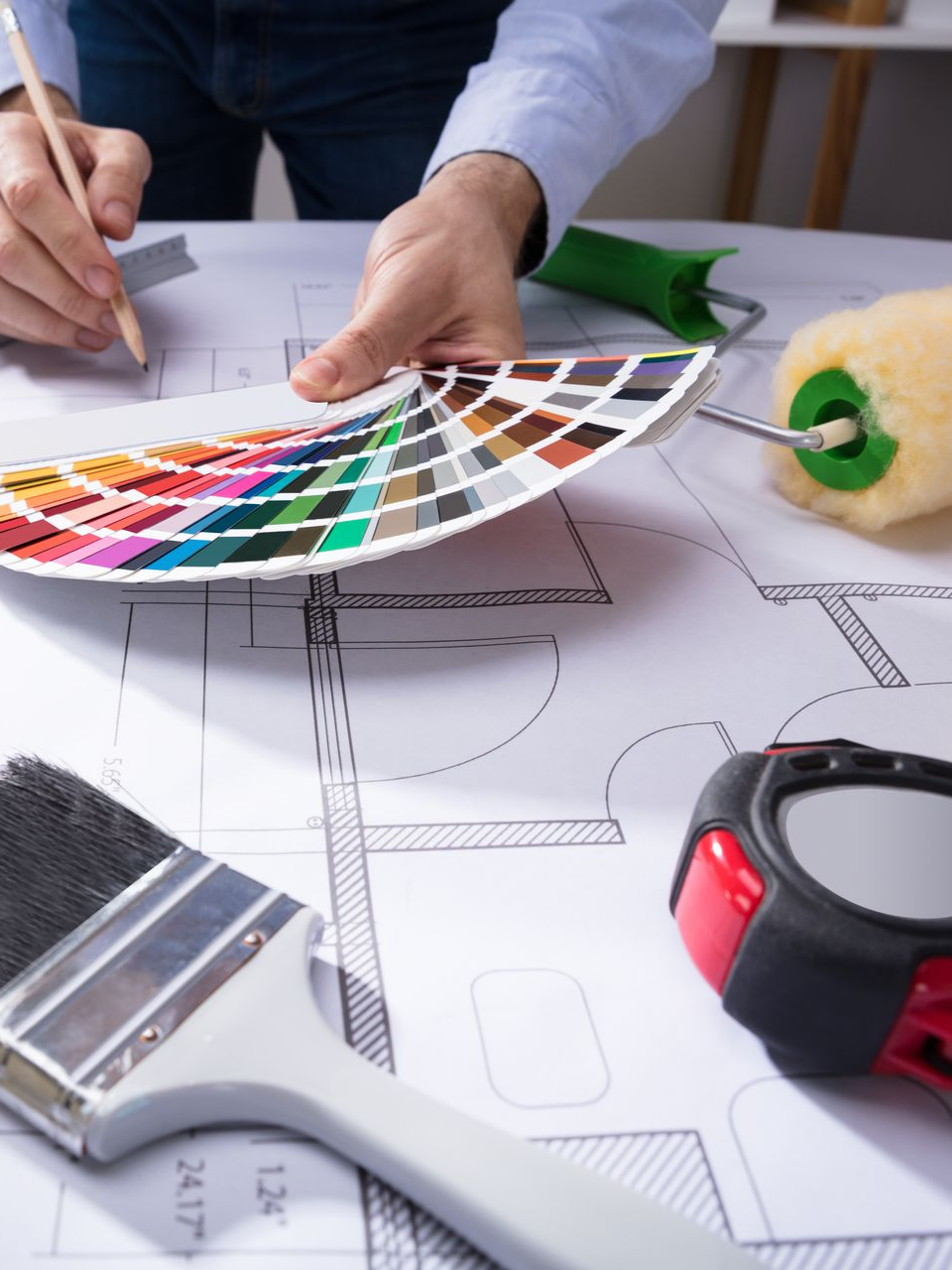 Plan et outils de peintre