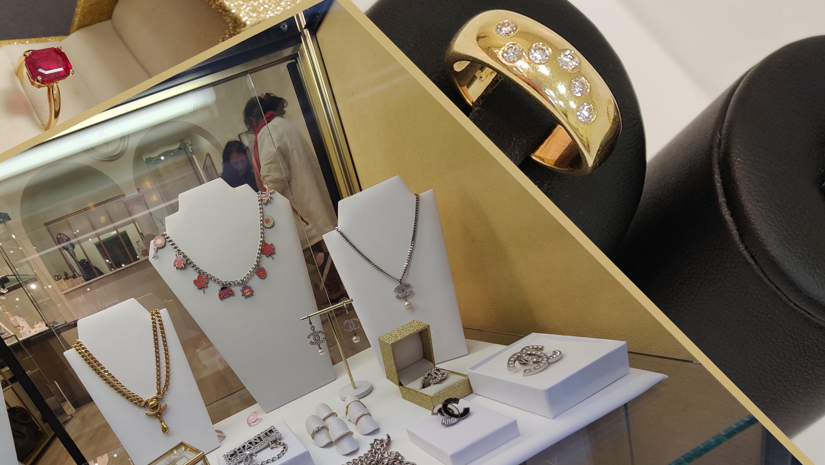Vitrine avec des bijoux