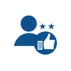 Personenicon mit Daumenhoch und Sternen