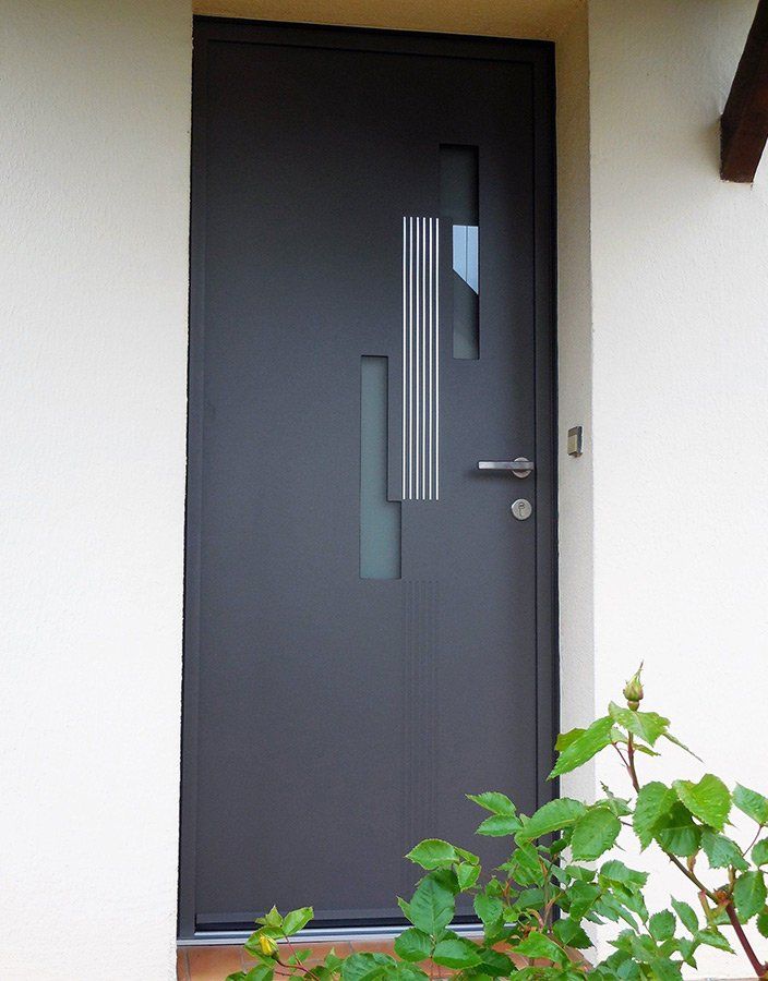 Porte d'entrée en aluminium de style contemporain