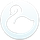 Icono de cisne con contorno blanco sobre un fondo circular azul pálido.