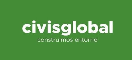 Logotipo de Civisglobal en blanco sobre fondo verde con el lema “construimos entorno”
