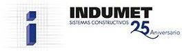 Logotipo de INDUMET con icono azul, “Sistemas Constructivos” y texto “25 Aniversario” sobre fondo blanco.