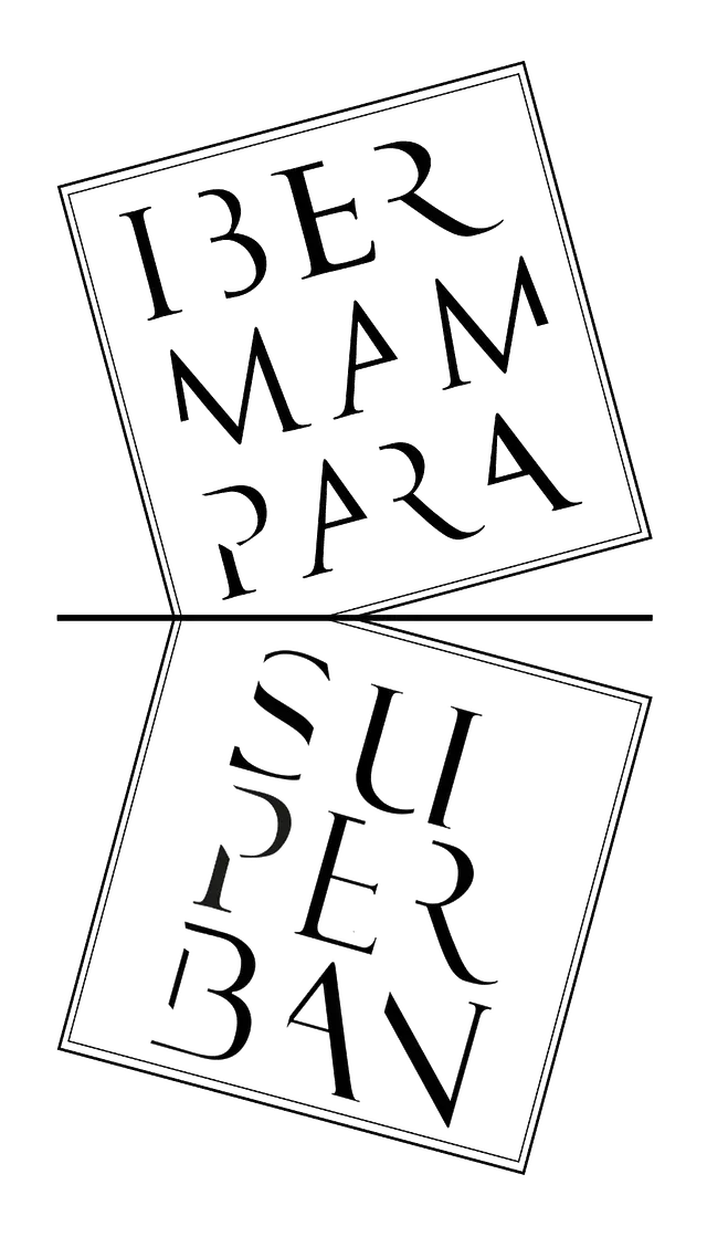 Texto reflejado: “Ibermamba Para” arriba, “Superban” abajo, divididos por una línea horizontal.