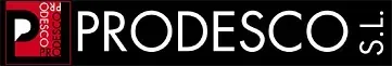 Logotipo para PRODESCO sl con texto blanco sobre fondo negro y un icono
