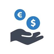 Mano sosteniendo los símbolos del euro y el dólar.