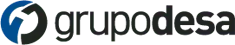 Logotipo de grupodesa con diseño circular azul y negro.