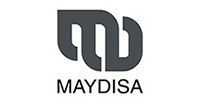 Logotipo gris de MAYDISA; formas estilizadas superpuestas de “M” y “D”.