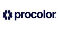 Logotipo de Procolor: icono floral azul oscuro junto a la palabra