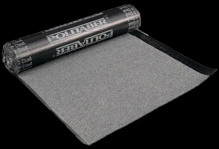 Un rollo de material para techos sobre un fondo negro.