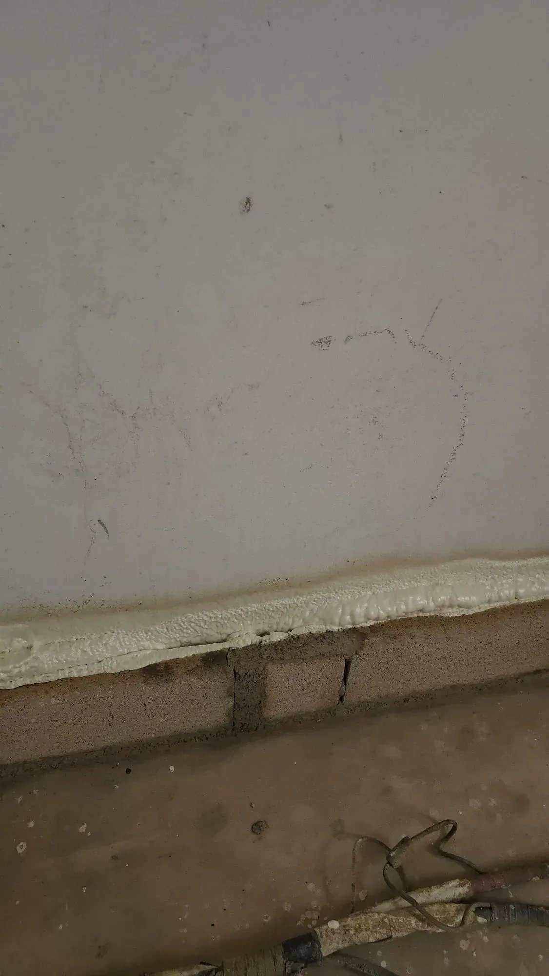 Un primer plano de una pared y el suelo de una habitación.
