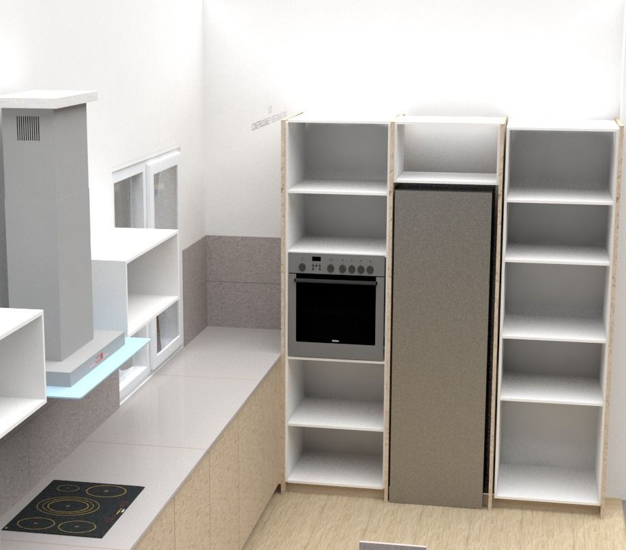 Una cocina con gabinetes blancos y un horno de estufa.